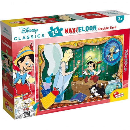 PUZZLE DA PAVIMENTO MAXI 24 PZ 2 IN 1 PINOCCHIO DISNEY CLASSICS LISCIANI 86672