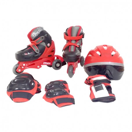 PATTINI IN LINEA REGOLABILI 27-29 CON PROTEZIONI E CASCO TOYLAND 65891