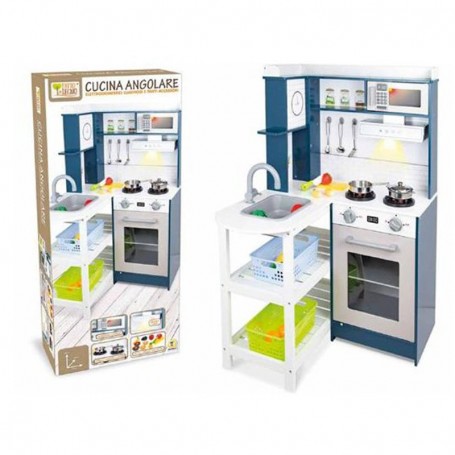 CUCINA IN LEGNO ANGOLARE 100 CM CON ACCESSORI, LUCI E SUONI TEOREMA 40644